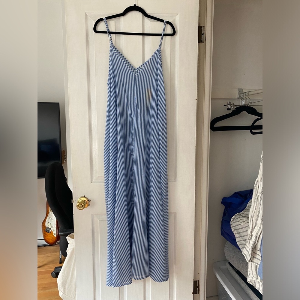 *NWT* C&C California - Blue and White Striped Maxi Dress